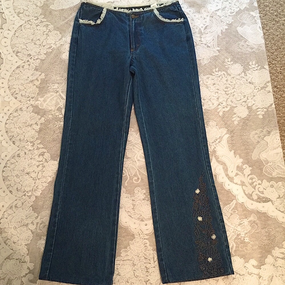 Wrangler Fringed Embroidered Retro Jeans